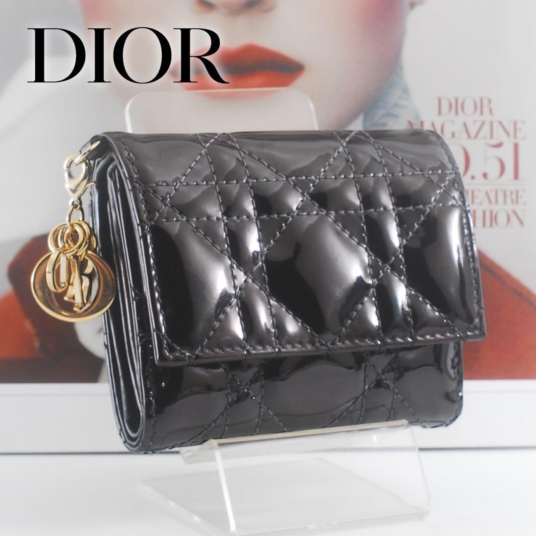 DIOR＊レディ ディオール＊エナメル＊ロータスウォレット＊カナージュ＊財布