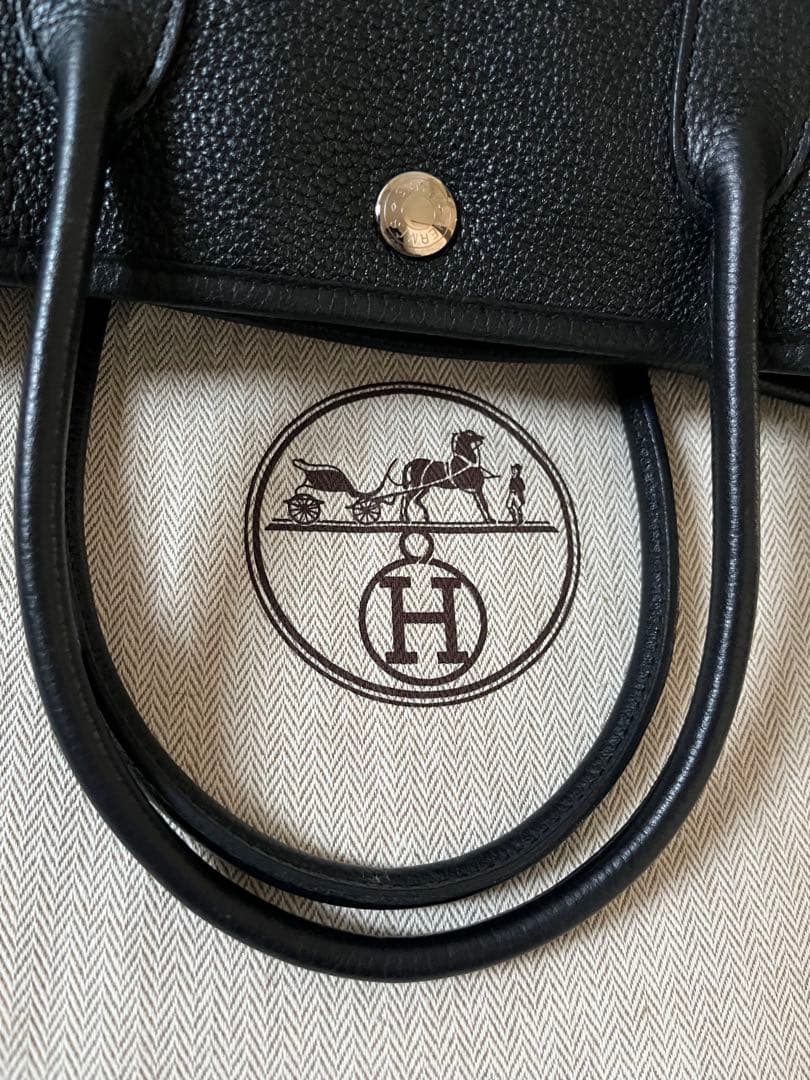 エルメス　ガーデンパーティー　ネゴンダ　レザー　黒　美品