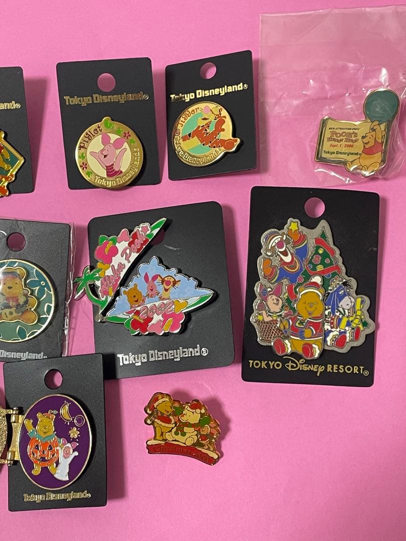 ●TDL ディズニーランド　プーさん　ピンバッジ　セット　レトロ