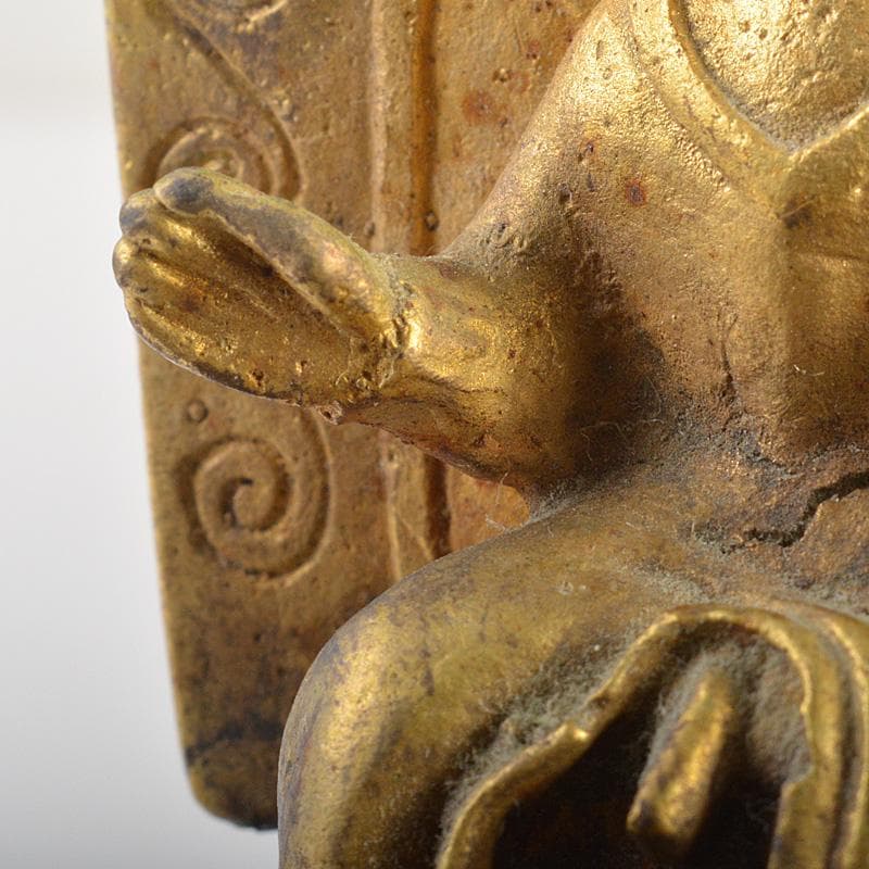 仏教美術　高麗～李朝時代　古銅鍍金　弥勒菩薩半跏像　時代箱　M　R7420