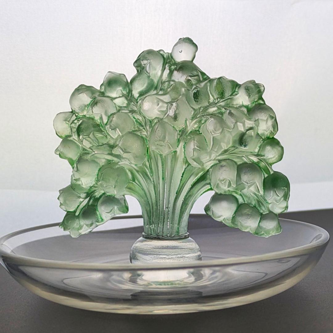 いちりんりんさん専用ルネ・ラリック幸運の鈴蘭ミュゲ緑彩パティナリングディッシュ希