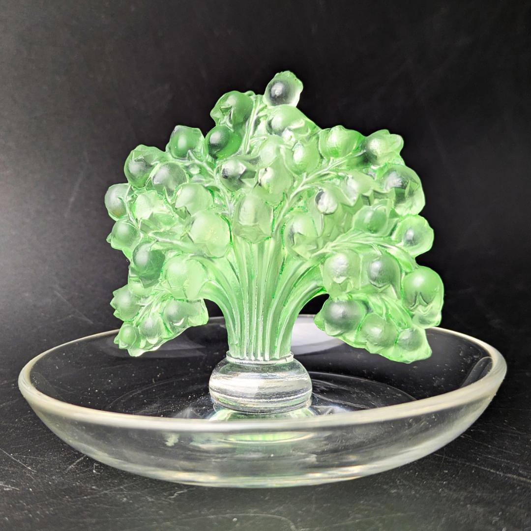 いちりんりんさん専用ルネ・ラリック幸運の鈴蘭ミュゲ緑彩パティナリングディッシュ希