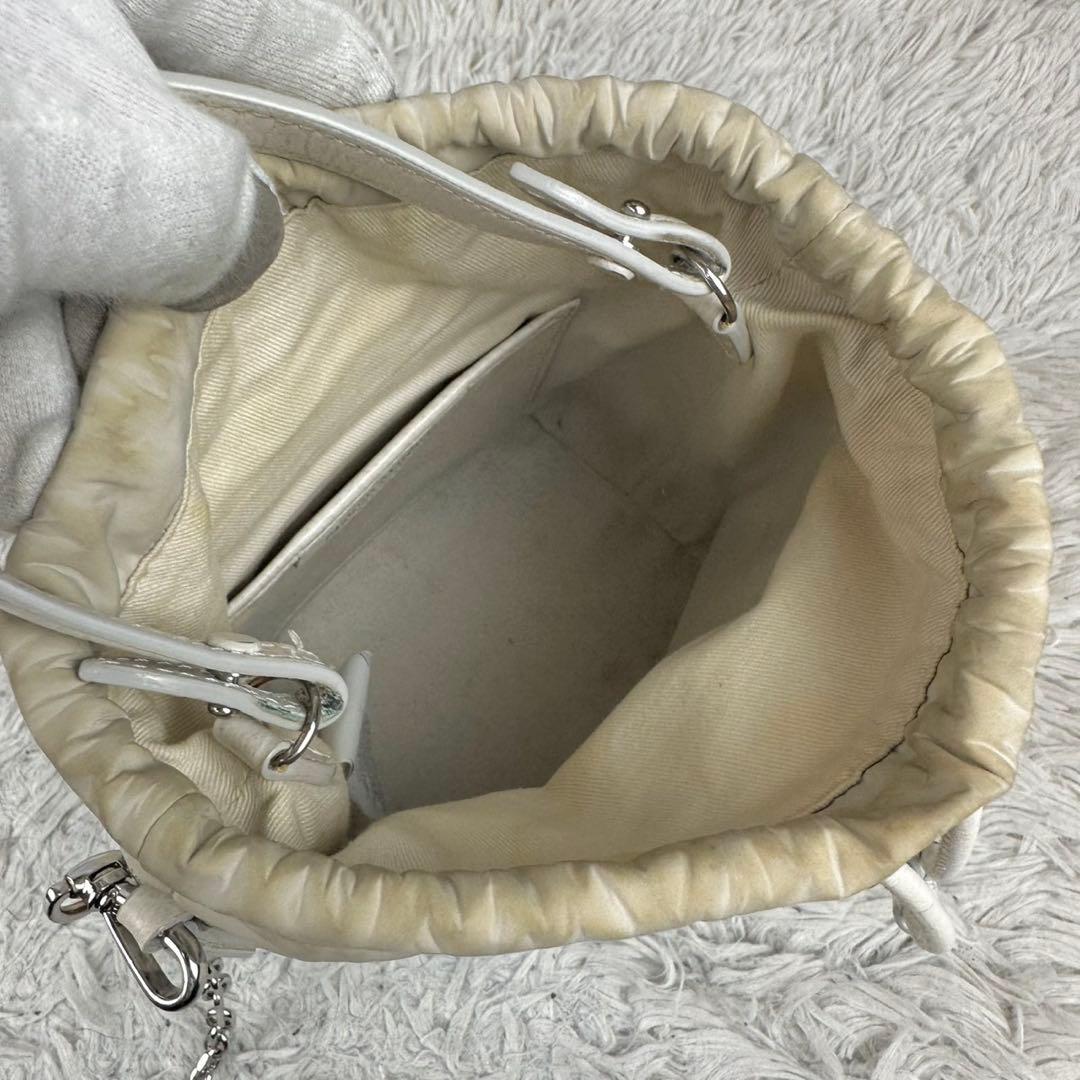 美品 メゾンマルジェラ レザー 2WAY ショルダーバッグ チェーン 5ac 白