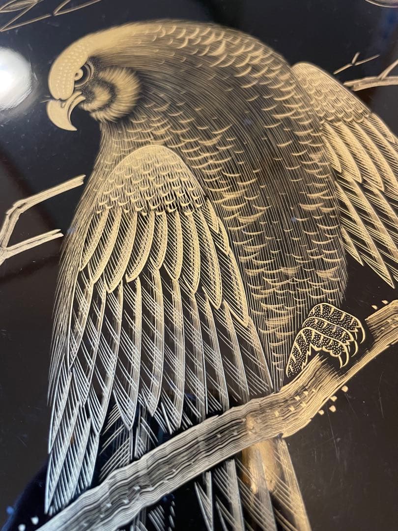 5点セット　脚付膳　お膳台　漆塗り　金　蒔絵　鳥　鷹　鶯　花　紅葉　もみじ　瓢箪