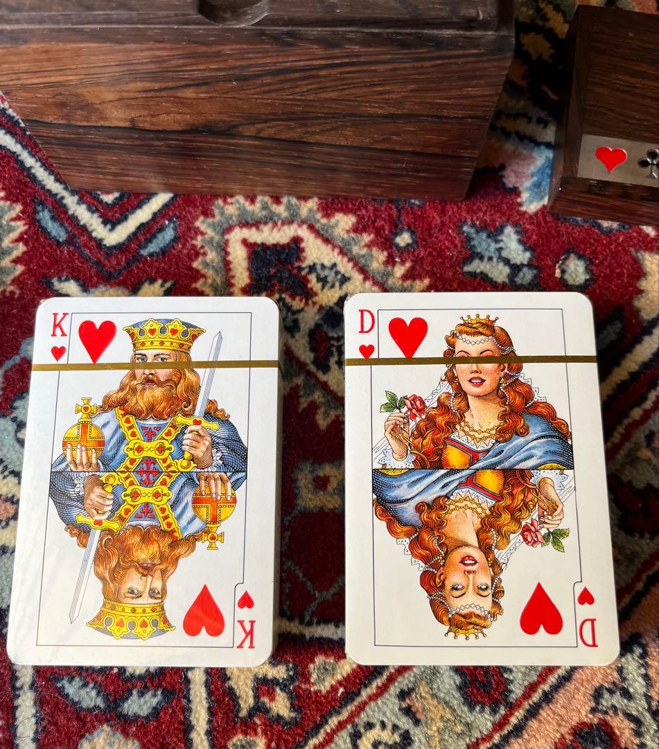 ヴィンテージ、デンマーク製/ブラジリアンローズウッドトランプケース/銀彫刻