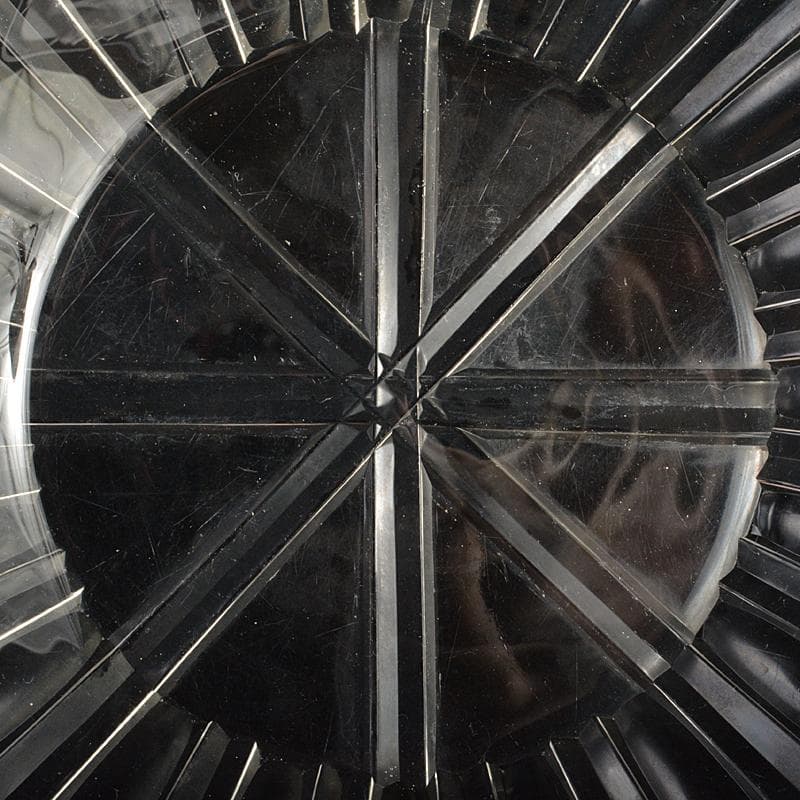 工芸ガラス　ギアマン切子クリスタルガラス　皿　時代箱付　V　R7069