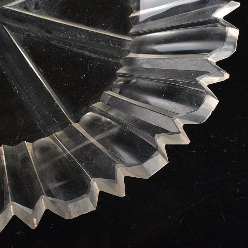 工芸ガラス　ギアマン切子クリスタルガラス　皿　時代箱付　V　R7069