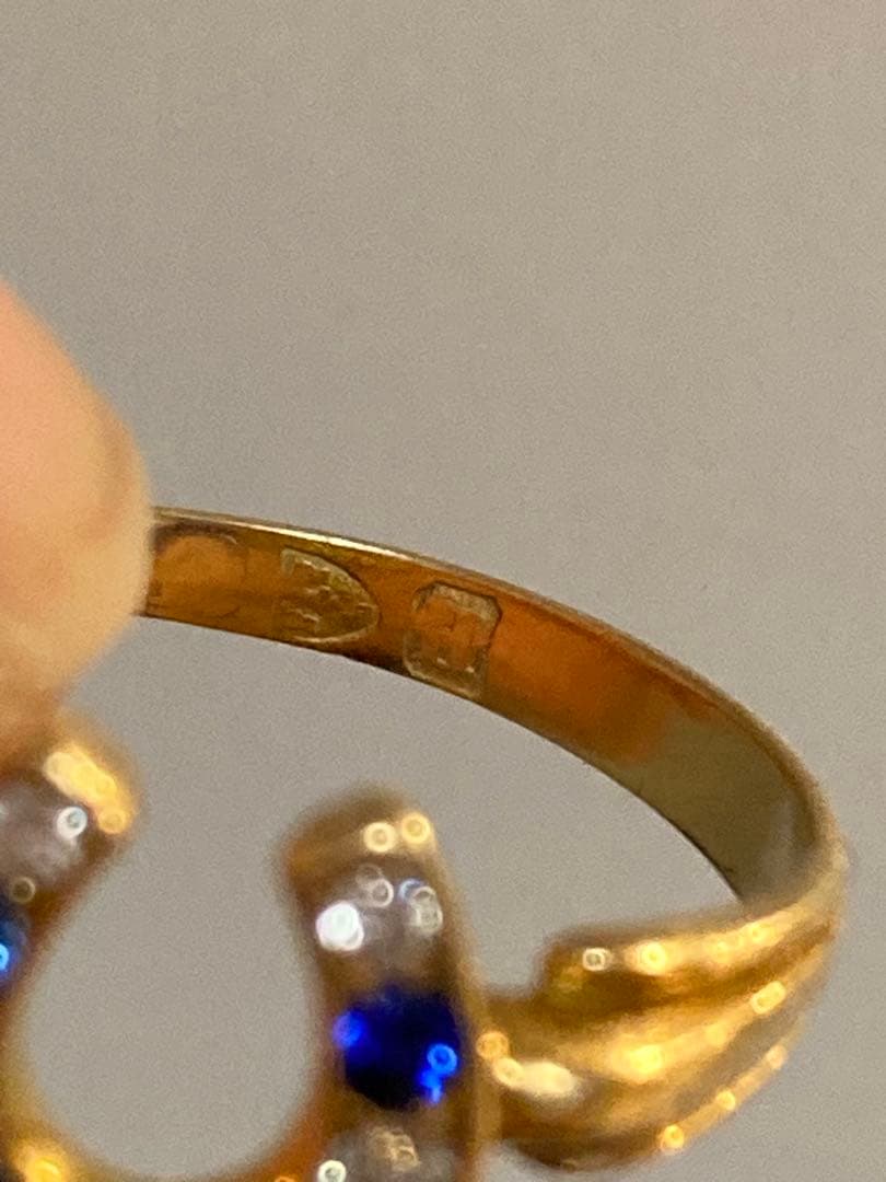 レ*ン様 アンティーク　ホースシューリング　オールドカットダイヤ　サファイア　馬