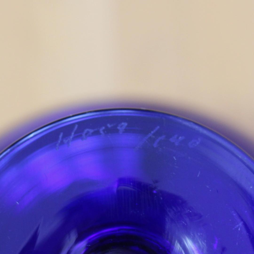 【貴重・サイン入り】エリックホグラン　Erik Hoglund　ブルー 花器花瓶