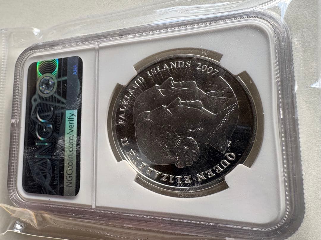 【銀貨保証】　NGC鑑定　PF70 最高鑑定　フォークランド諸島　記念銀貨