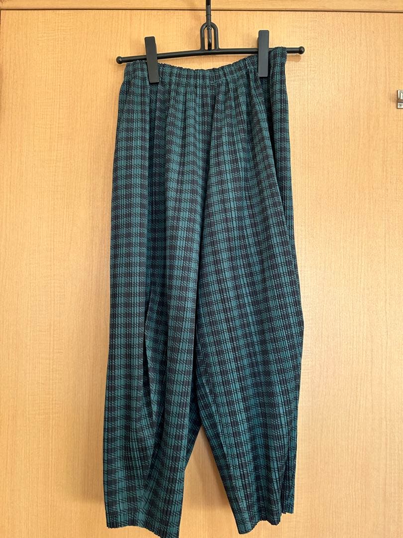 ⭐️最終価格⭐️プリーツプリーズシェファードチェックグリーンパンツ極美品❣️
