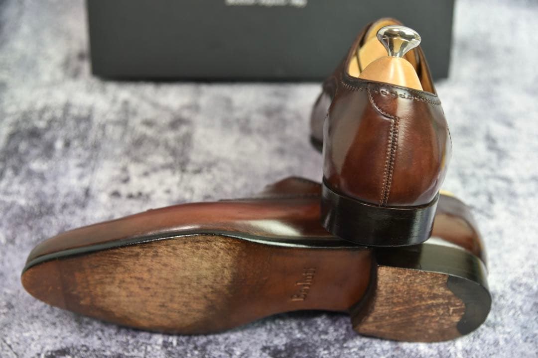 純正ツリー付　ベルルッティ　パティーヌ　ダービー　ガレ　サイズ8　ダークブラウン