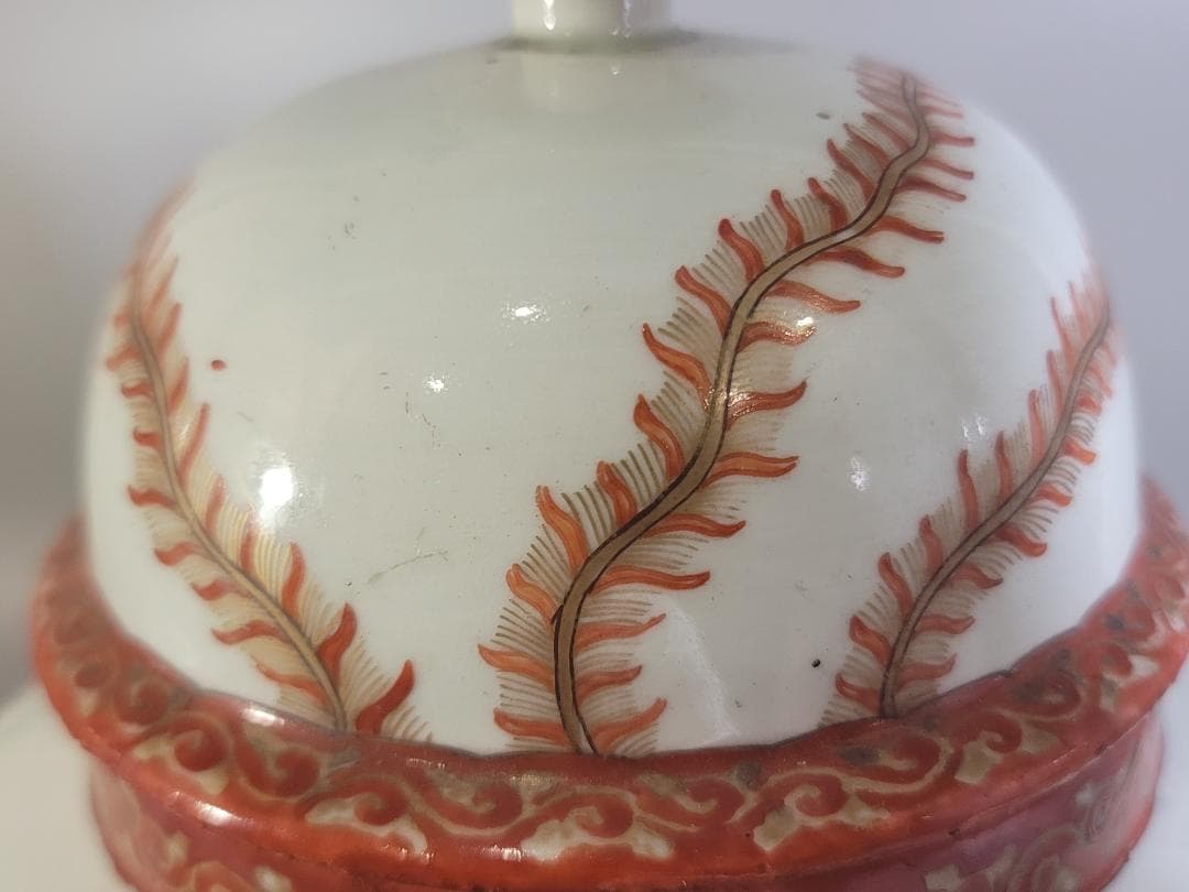 古伊万里 金彩赤絵 鳳龍紋 沈香壷 時代物 DT328