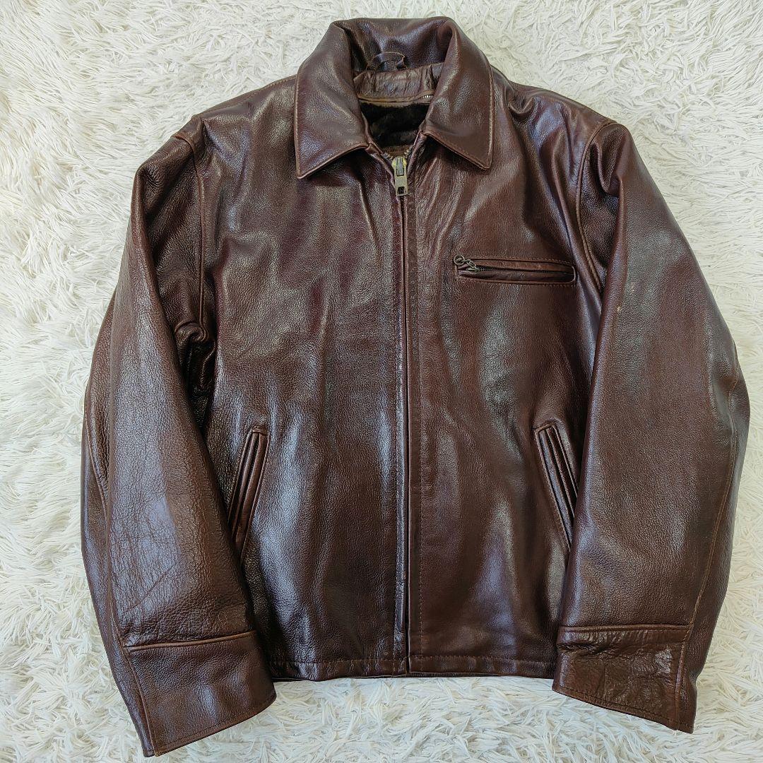 良品　schott　ボアライナー付きライダース　大きいサイズ　L　茶