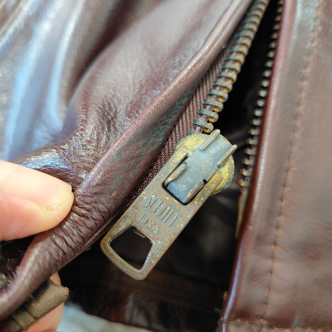 良品　schott　ボアライナー付きライダース　大きいサイズ　L　茶