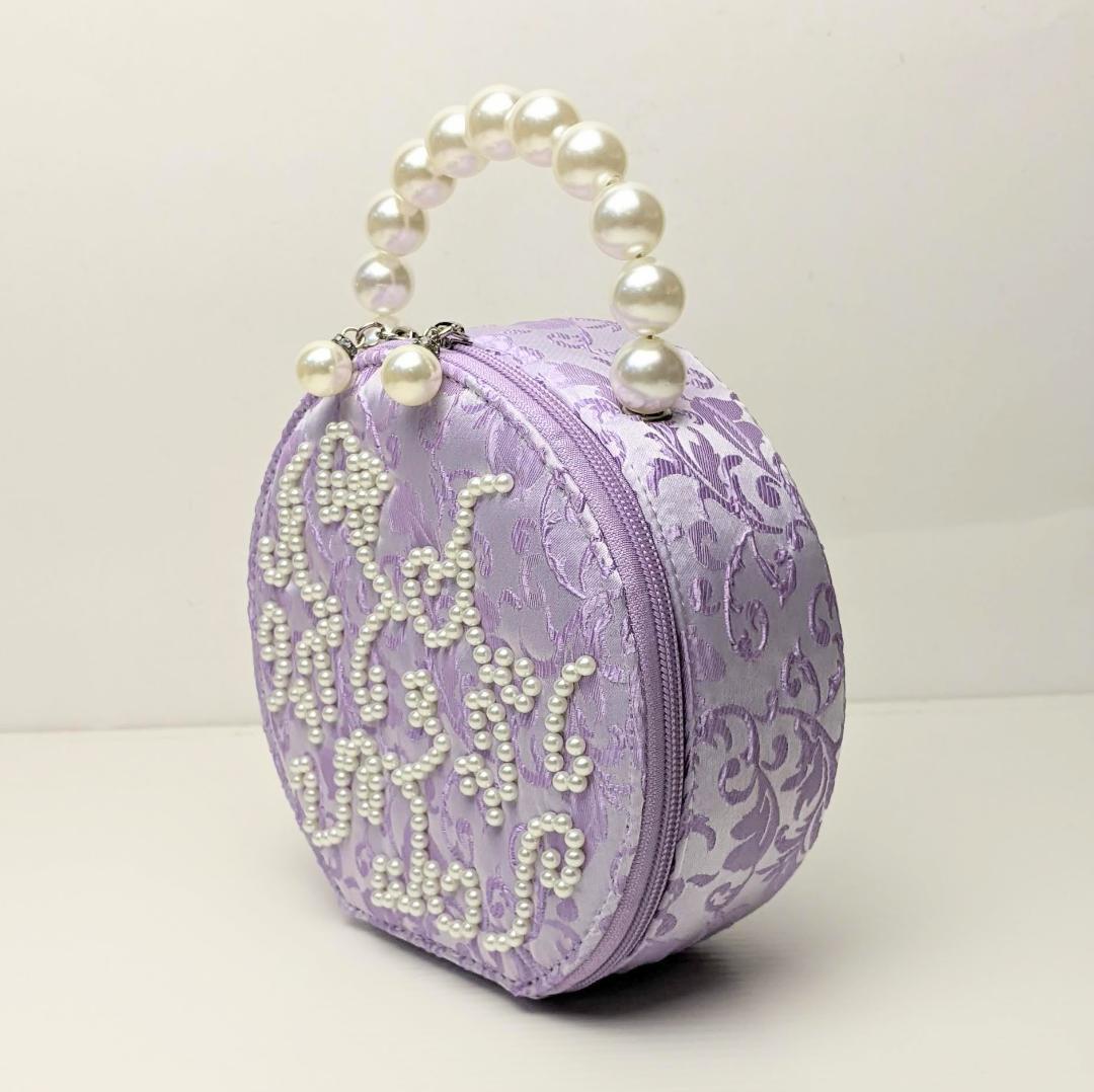 和装 振袖 パールビーズ サテン織 草履 バッグ セット 紫 パープル kz11