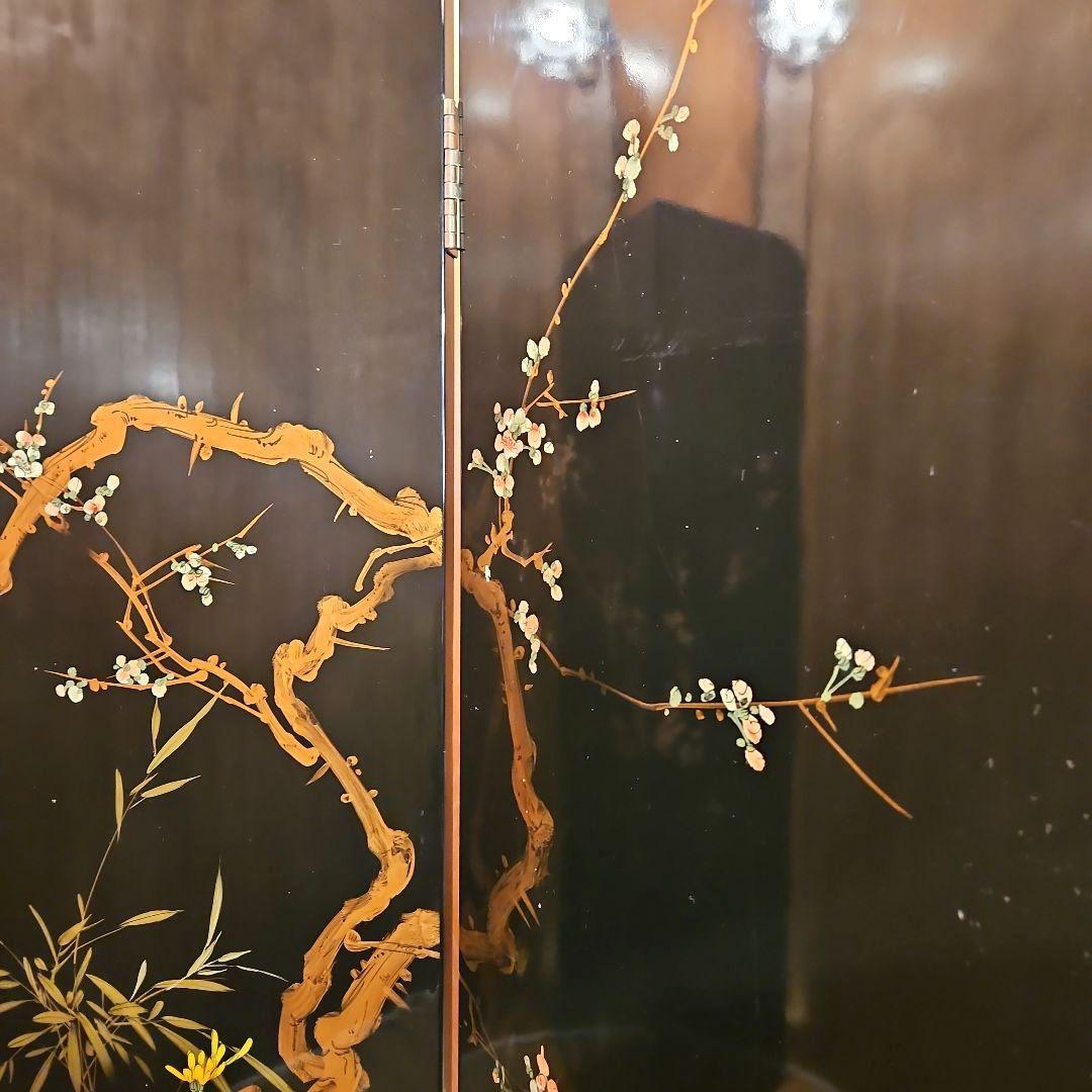 金箔 漆塗り ヴィンテージ屏風 衝立 パーテーション 縁起物 風水 金運アップ