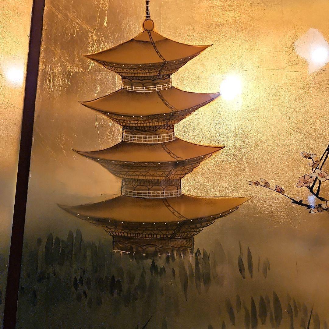 金箔 漆塗り ヴィンテージ屏風 衝立 パーテーション 縁起物 風水 金運アップ