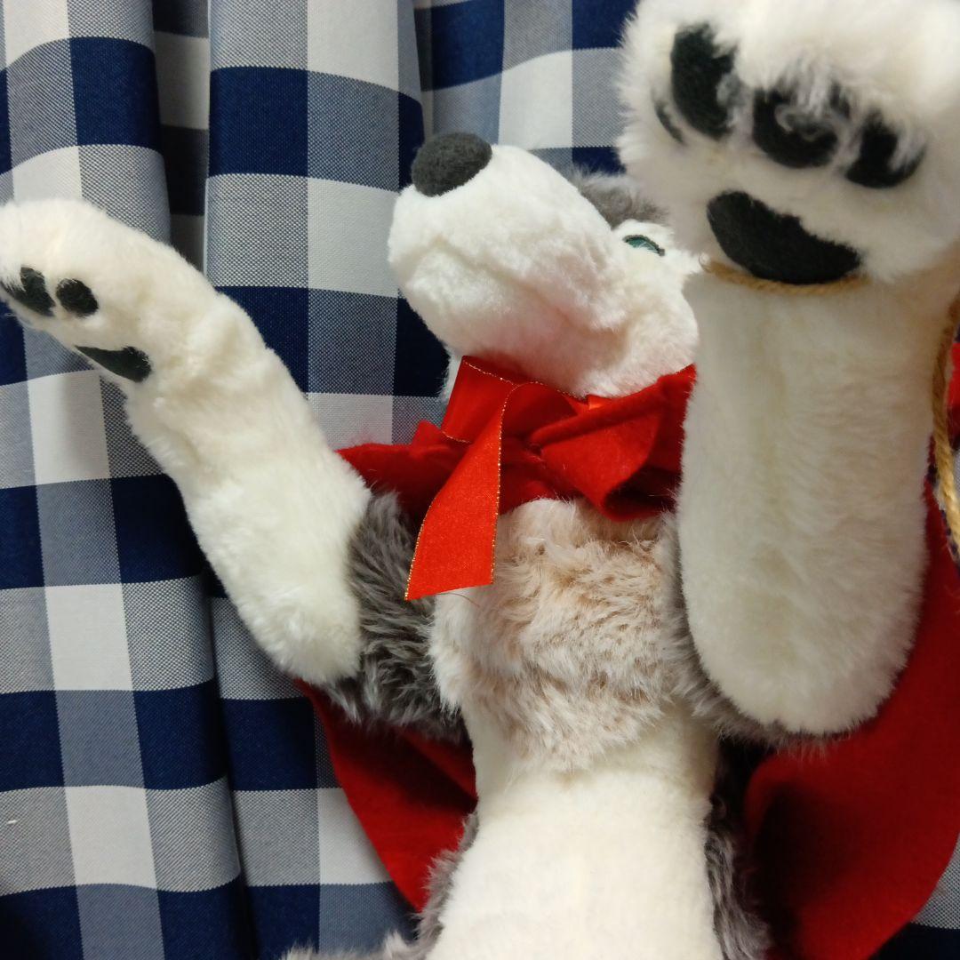 オオカミのぬいぐるみ 狼頭巾ちゃん 赤ずきんフード付き 狼 ドール リアル