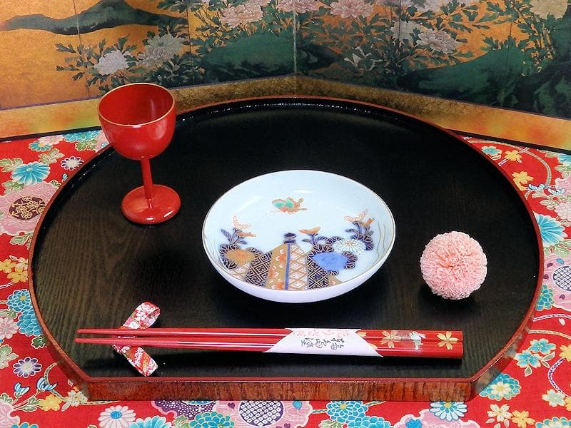 古伊万里　色絵　蝶に菊の図　４寸皿　５枚　C109AS-DAe