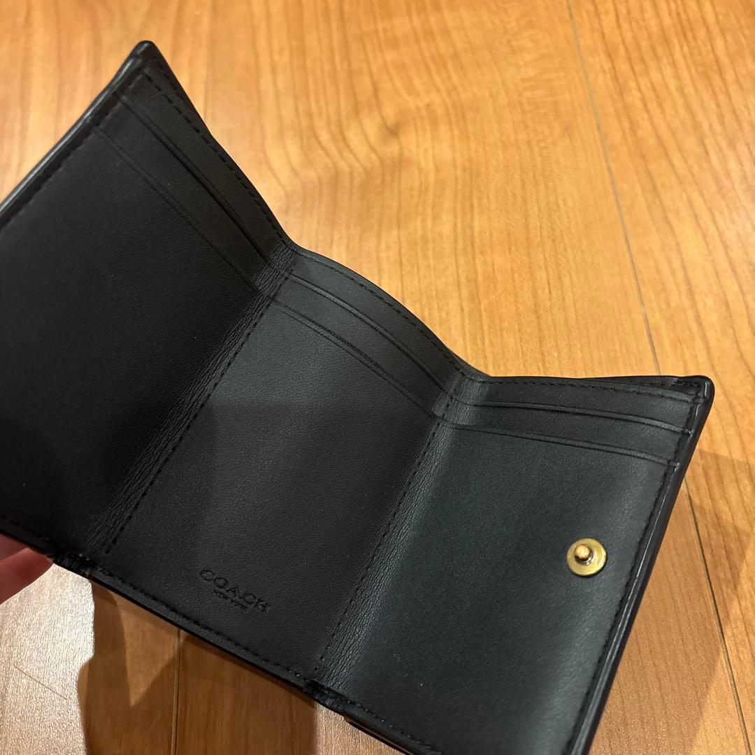 お値下COACH 三つ折り財布　ミニ トライフォールド ウォレットCM437 黒
