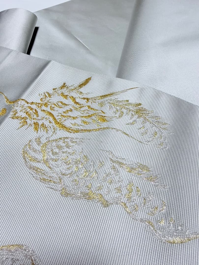 高級 袋帯 正絹 お太鼓柄 となみ織物 となみ帯 落款入 龍 ドラゴン 訪問着