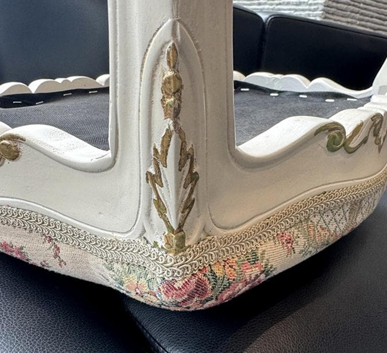 超美品　猫脚　スツール　ロココ　姫系　ファブリック　薔薇