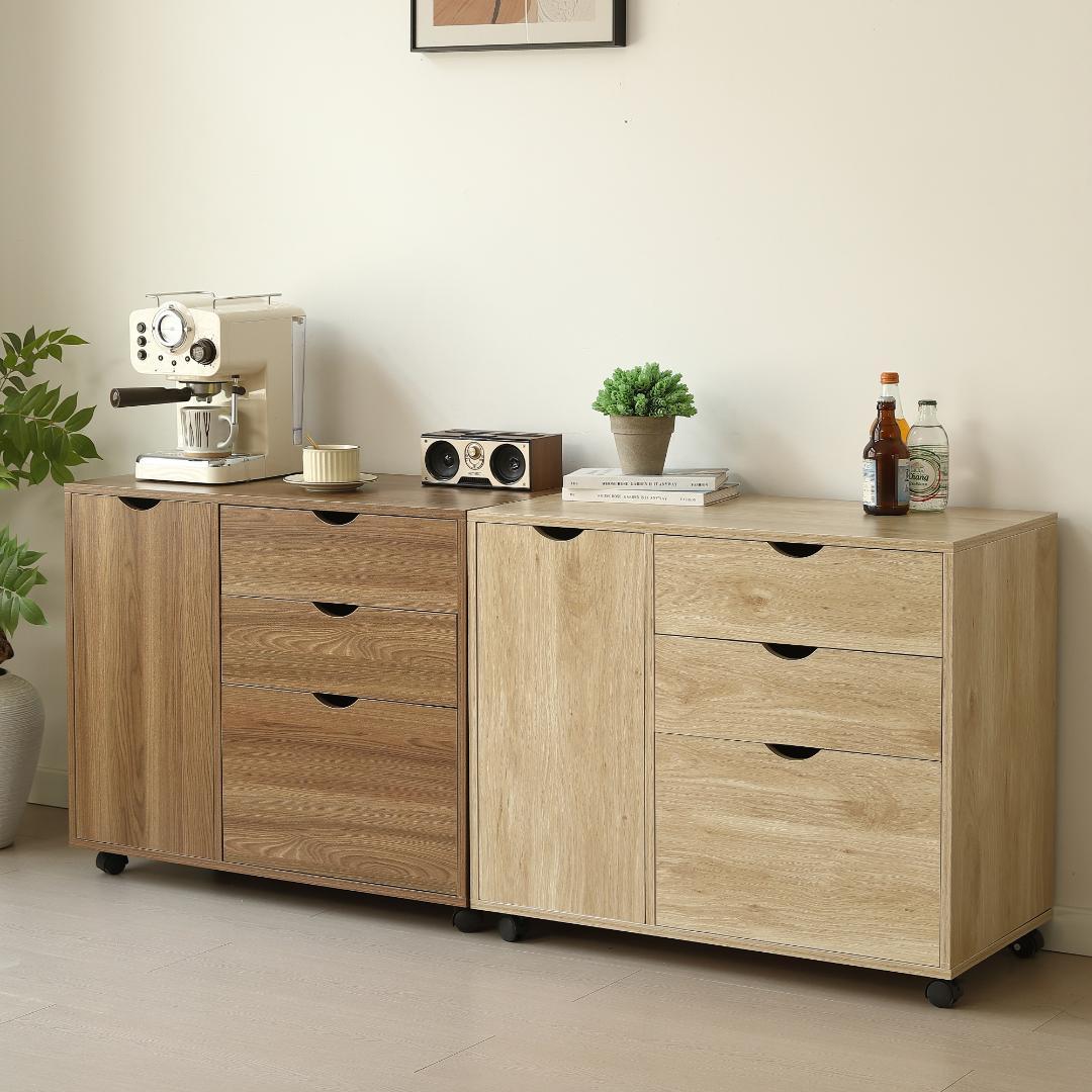 キャビネット 幅80cm 北欧風 サイドボード チェストテレビ台 BROWN