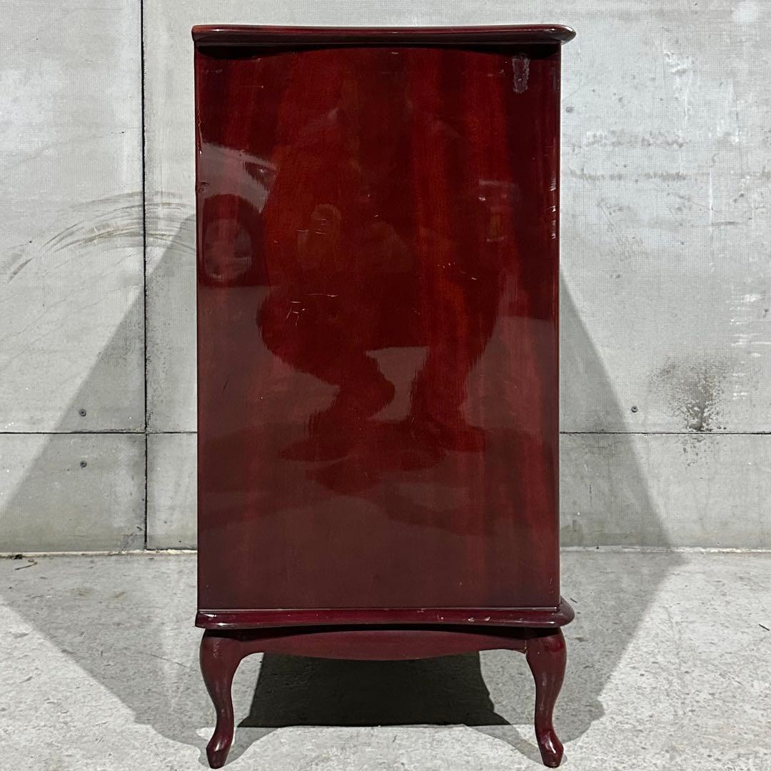 ꧁輸入家具꧂アンティーク調 7段チェスト ワインレッド 猫脚 クラシック収納