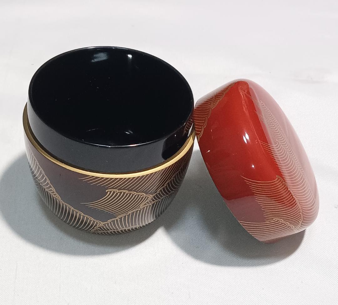 茶道具　輪島塗　蒔絵師　比古田外記作　曙蒔絵中棗　美術品級　美品！！