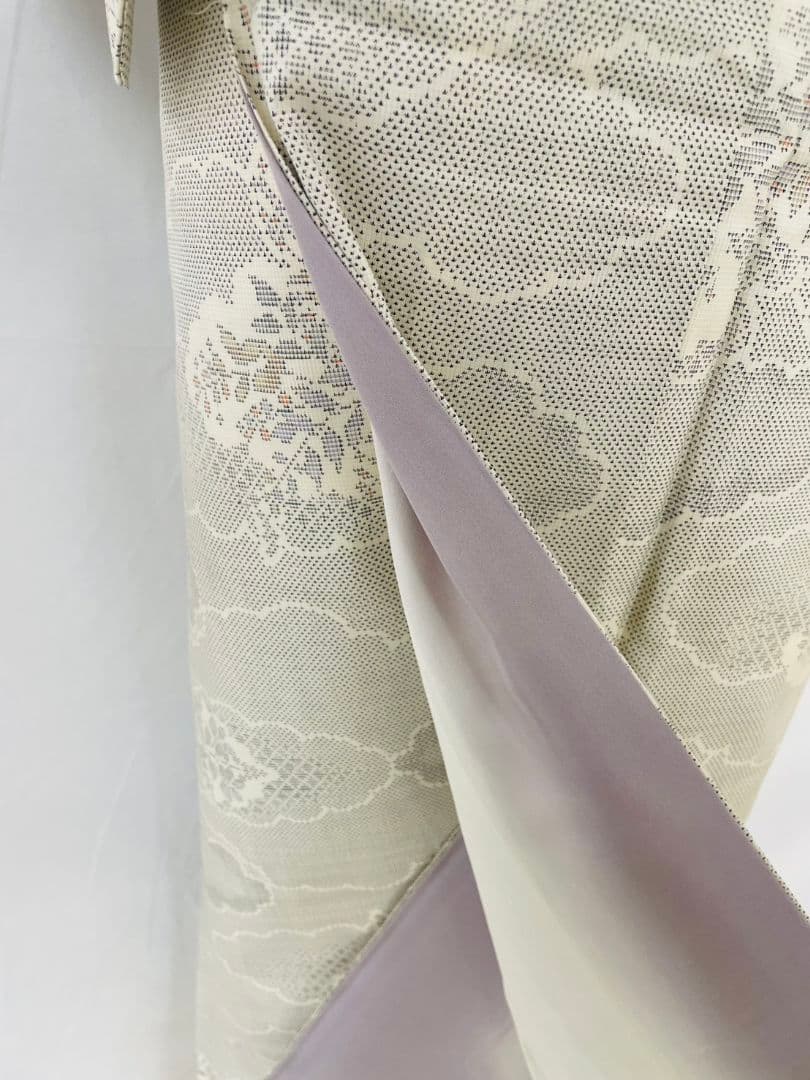 お見分け済　美品　正絹袷　雲取り　本場白大島紬単品