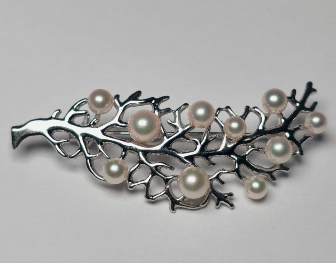 【極美品 最高級】ミキモト ブローチ パール リーフ フォーマル 皇室御用達