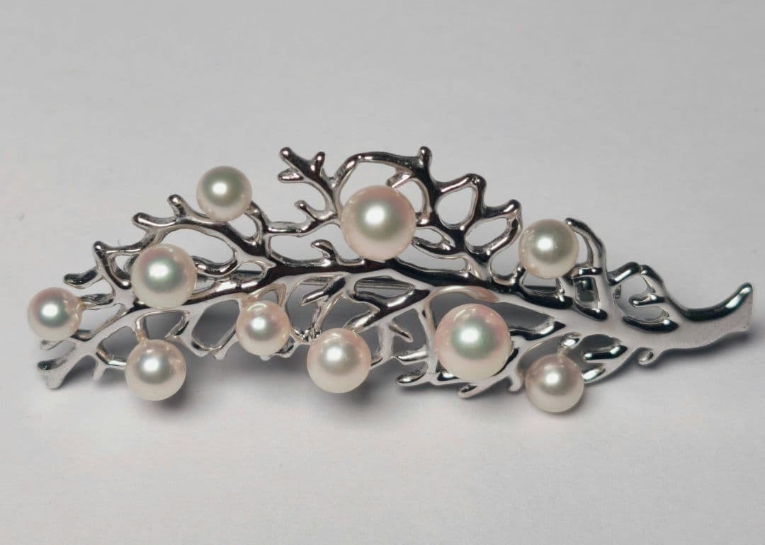 【極美品 最高級】ミキモト ブローチ パール リーフ フォーマル 皇室御用達