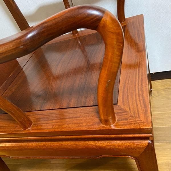 Y①高級 花梨？ 中国椅子 インテリア 家具 木製 アンティーク ひじ掛け 椅子