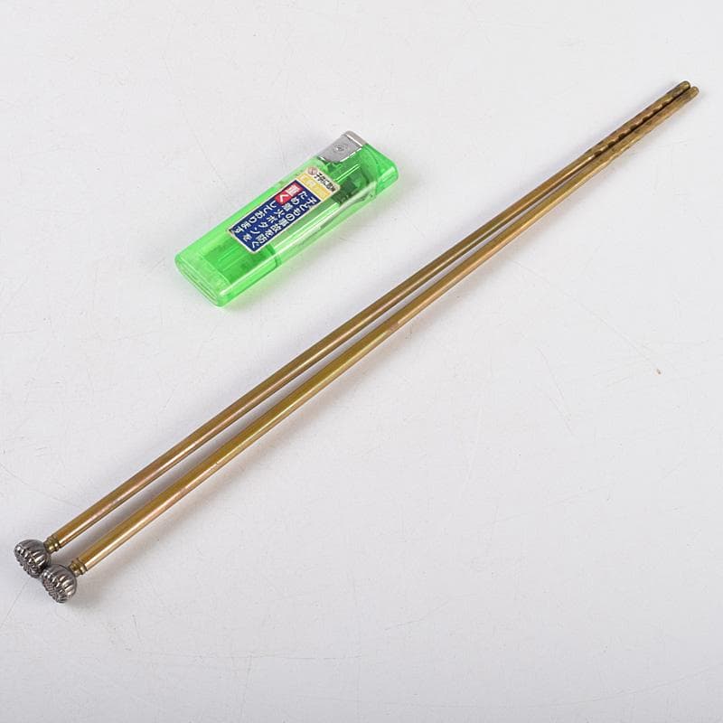 茶道具　釜師　十四代　大西清右衛門作　南鐐菊頭　真鍮火箸　共箱　M　R9242