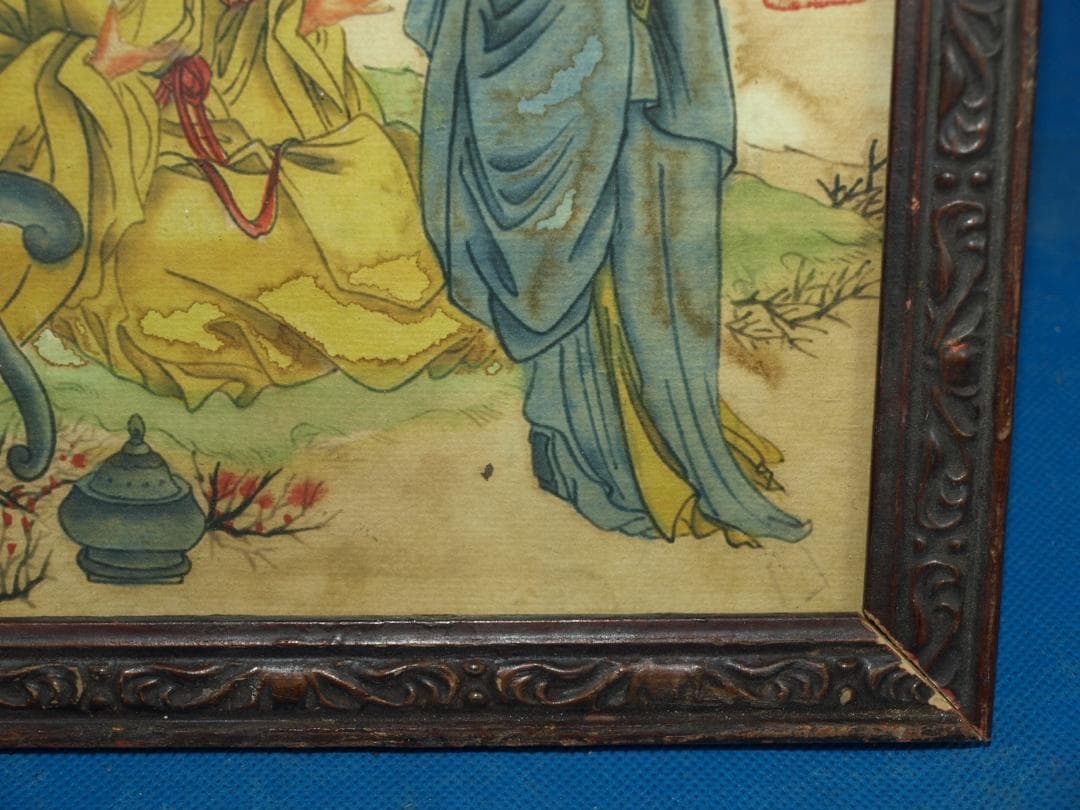 近所の蔵出品　　中国清時代木製肉筆絵※激安骨董品 N1486B21-2