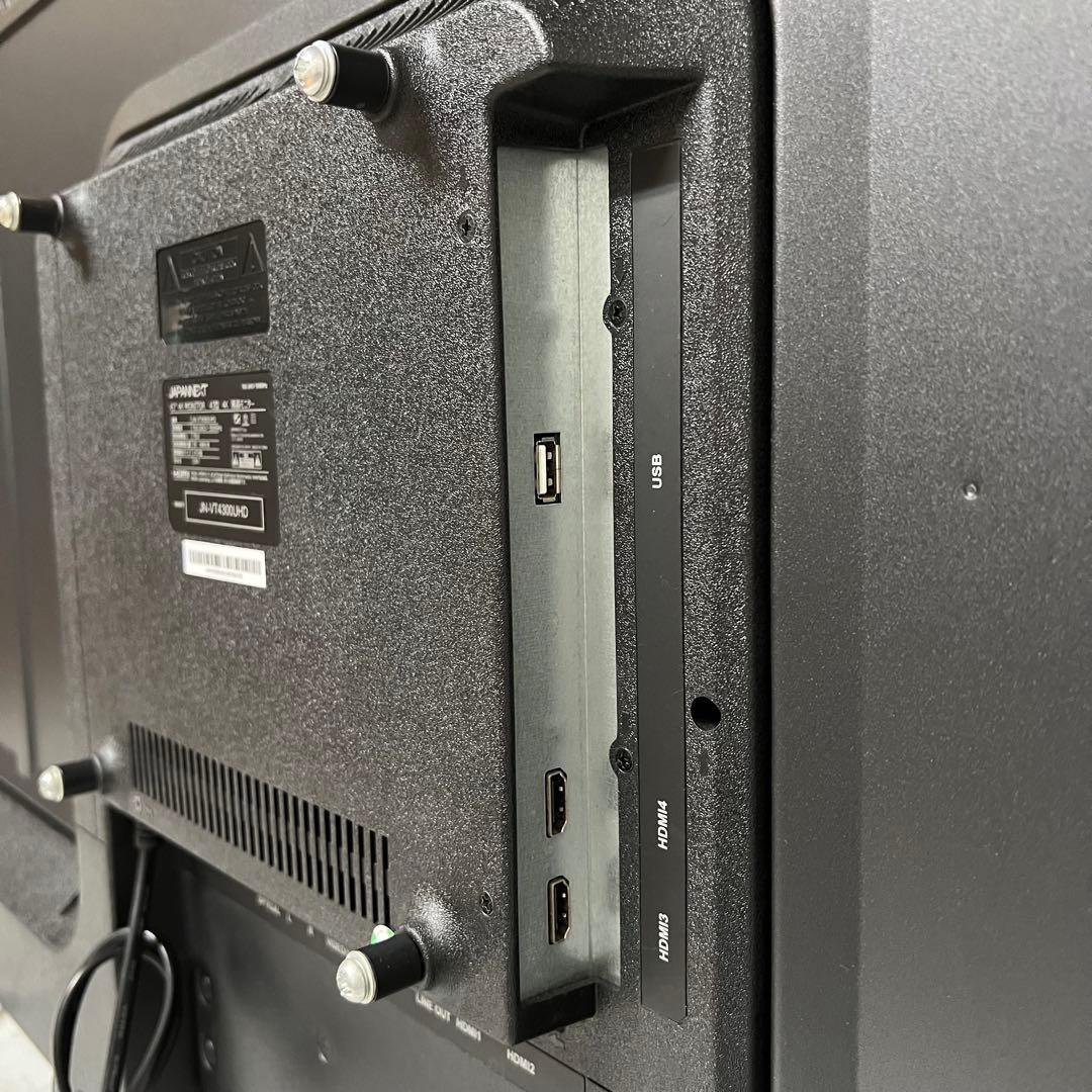 即日受渡❣️全国送料込ジャパンネクスト43型4K液晶モニターリモ付スピーカー箱有