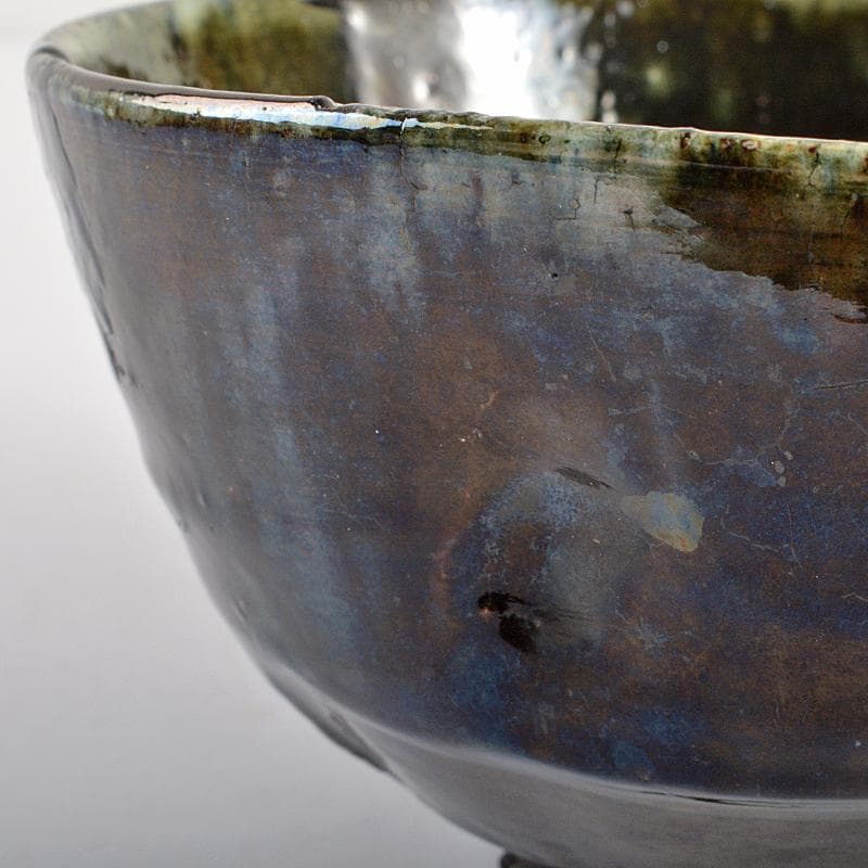 茶道具　石川県小松焼　青楽茶碗　時代箱　極め二重箱　D　R6834