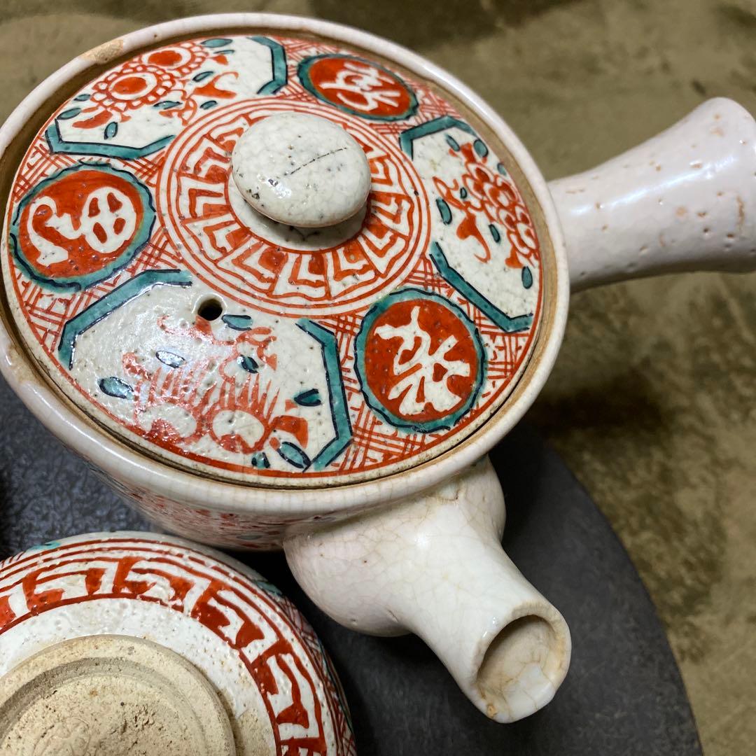 古犬山焼 赤絵 茶器セット（急須と湯呑み5客）