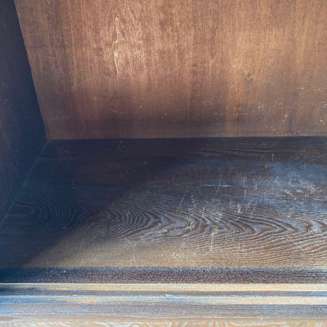 ① 茶箪笥　現地引取り値引き　和風木製ガラス扉収納棚　違棚　アンティーク