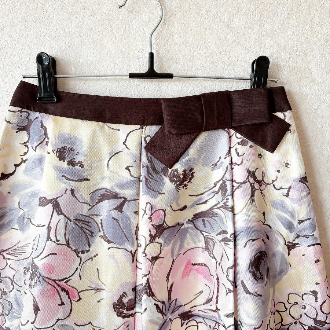 新品タグ付⭐️エムズグレイシー フラワープリント フレアスカート 38 M 花柄