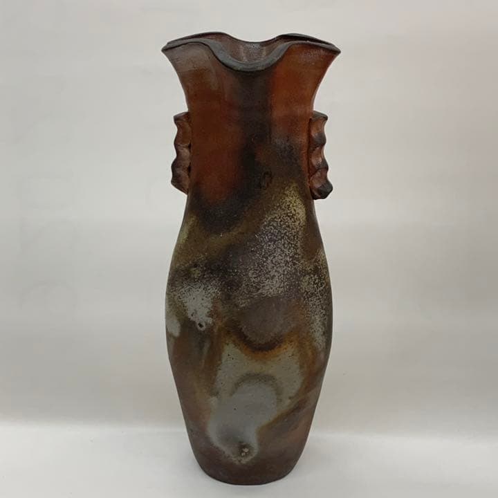 【花入5】備前5(十文字口　耳付)松園  高さ24㎝