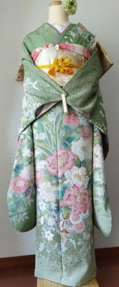 かめ様　422.振袖7点セット 正絹フルセット成人式　落款