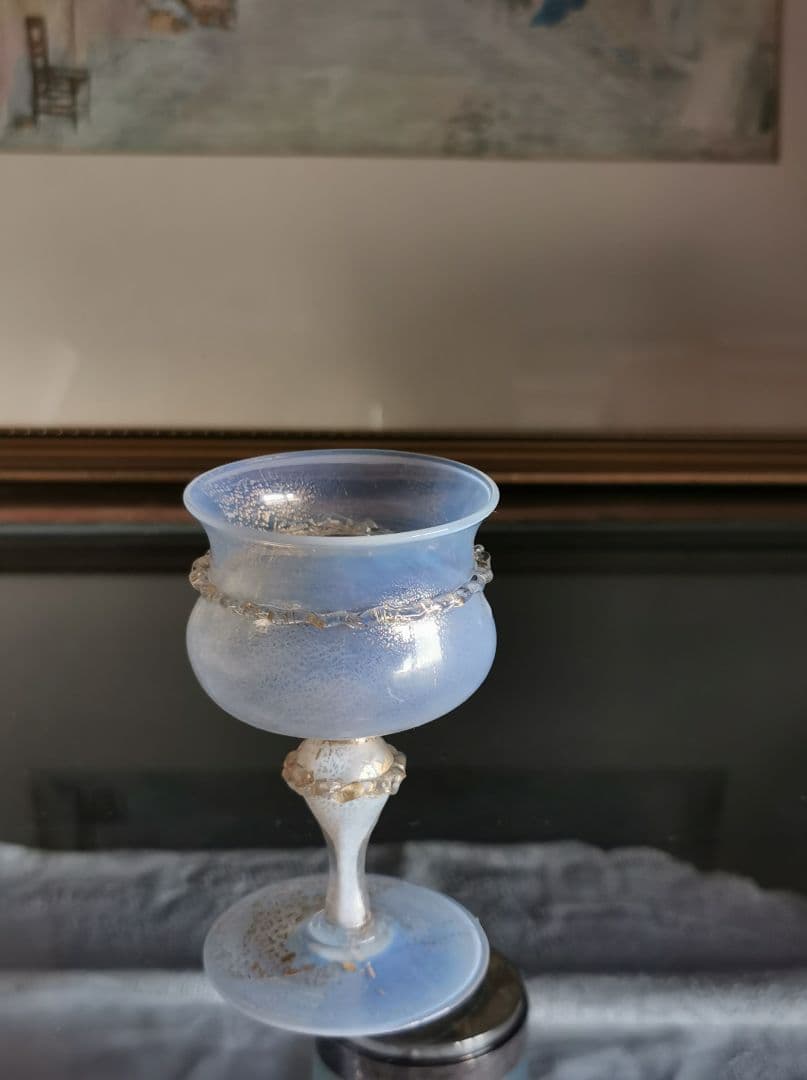 アンティーク ヴェネチアンガラス ムラーノリキュールグラス オパールセント 金彩