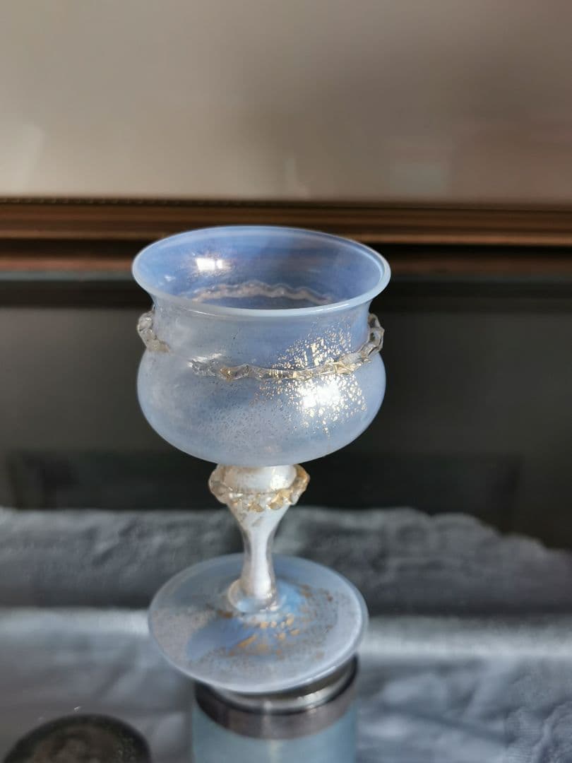 アンティーク ヴェネチアンガラス ムラーノリキュールグラス オパールセント 金彩