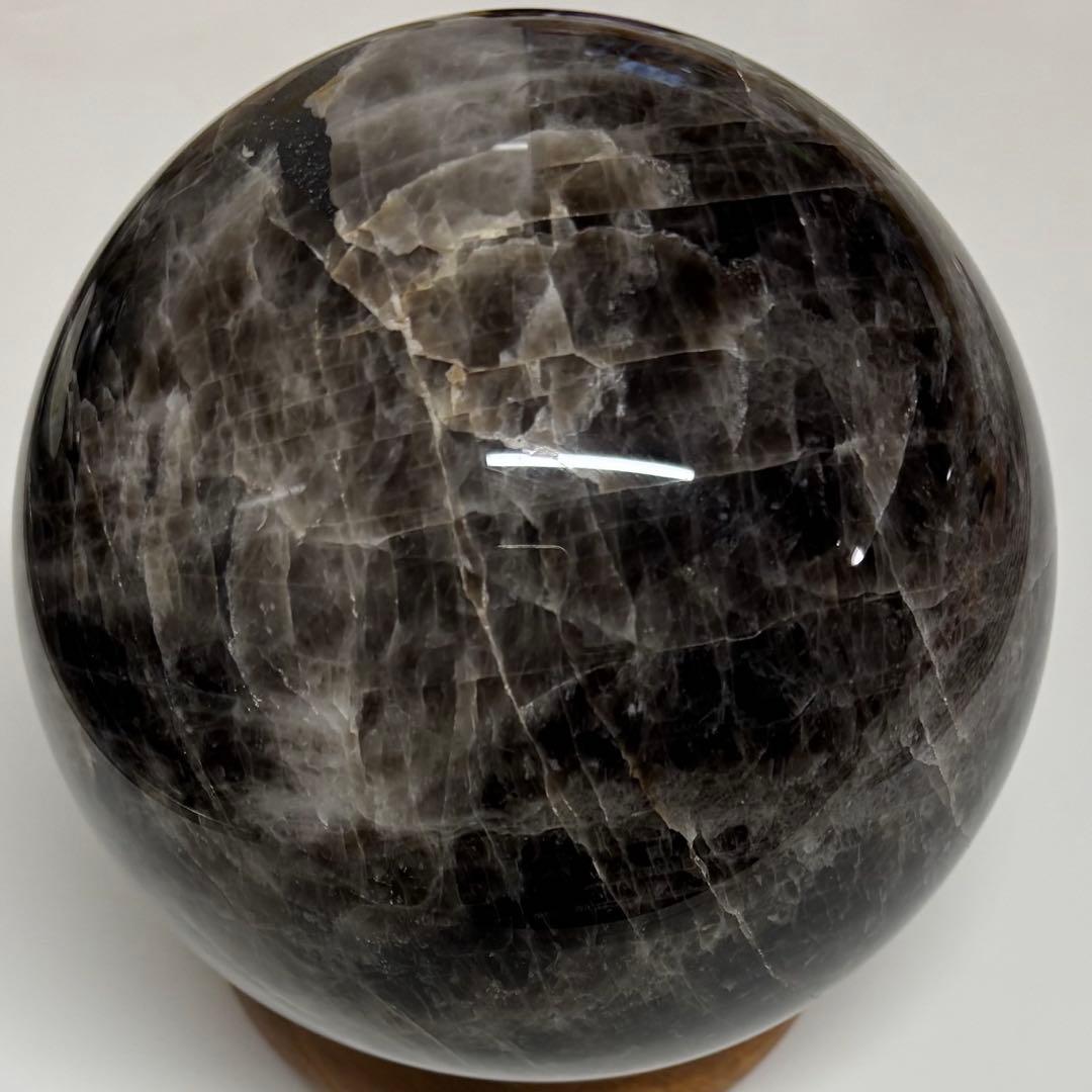 【訳あり】モリオン黒水晶約3.5kg　天然石丸玉スフィア　魔除けインテリア置物