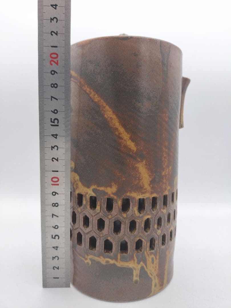 c100 細水指 耳付 透かし 李殷九 木箱 茶道具 古物