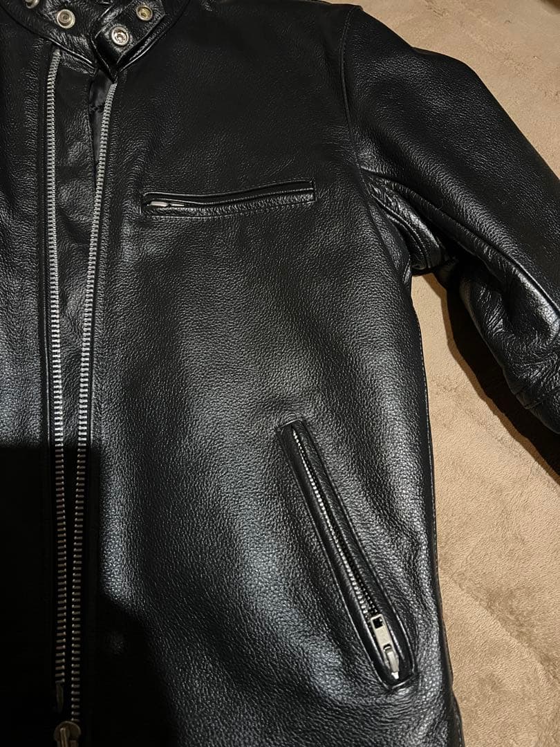レザー シングルライダースジャケット 黒　バッファロー革　サイズ36