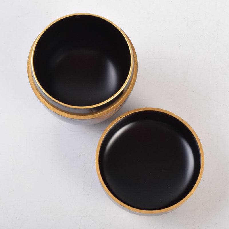 茶道具　塗師　越山作　銀杏蒔絵　中棗　共布共箱　V　9193