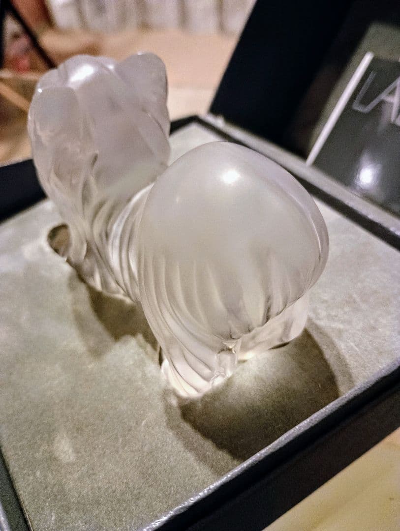 LALIQUE ,ラリック.ヨークシャテリアのクリスタル彫刻,